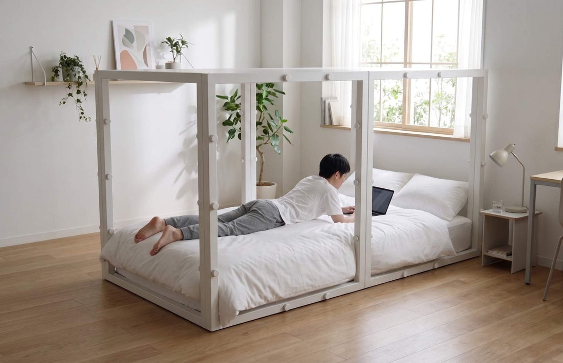 普段の寝室に迎えたTETUNOMA(鉄の間)の使用イメージ