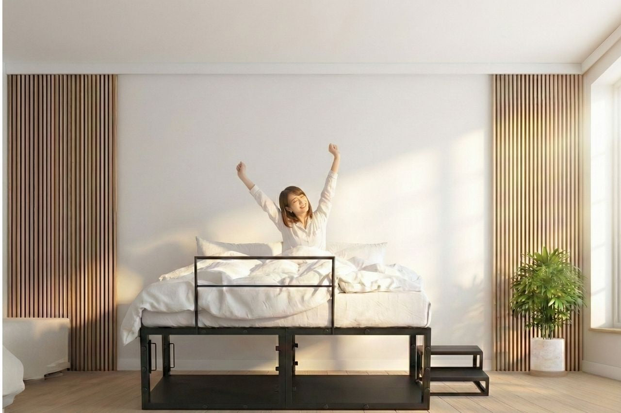命を守る、鉄の家具。TETUNOMA（鉄の間）耐震ベッドフレーム – 日心